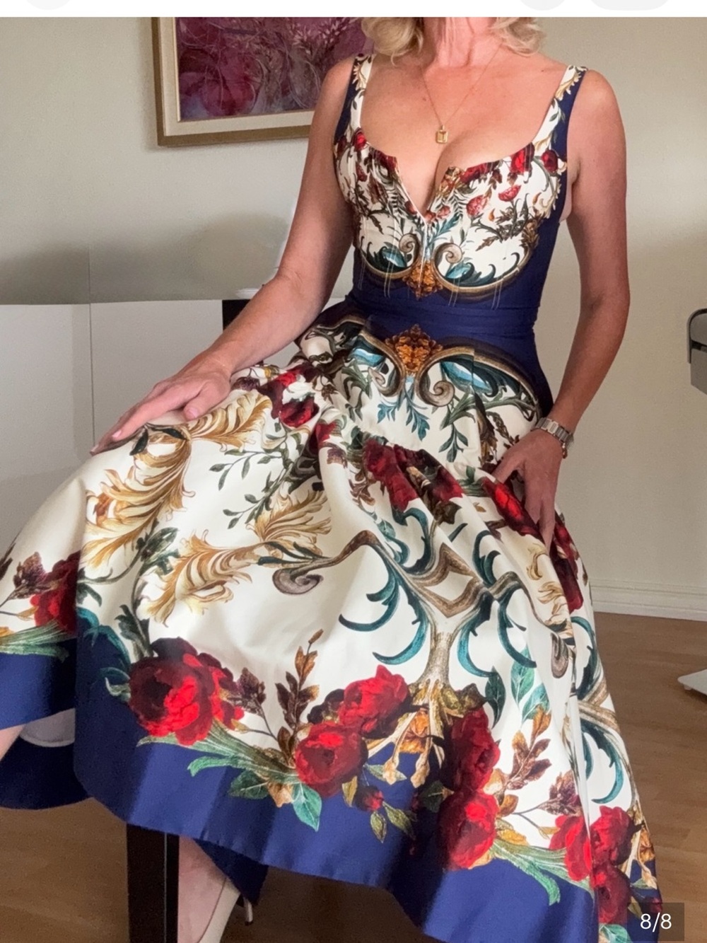 Alice + Olivia Diana Baroque Gilded Rose High-Low dress 4 New $660 - Picture 9 of 9